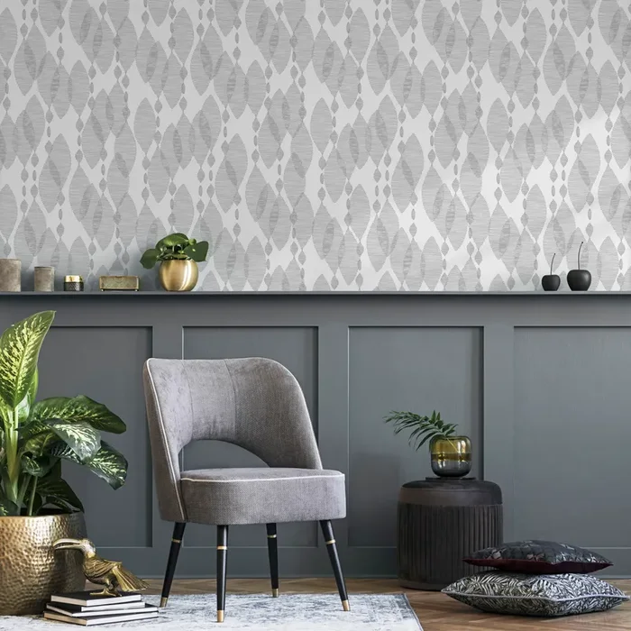 Abstract Wallpaper With Garlands Of Sketched Shapes In Gray And Black – C765