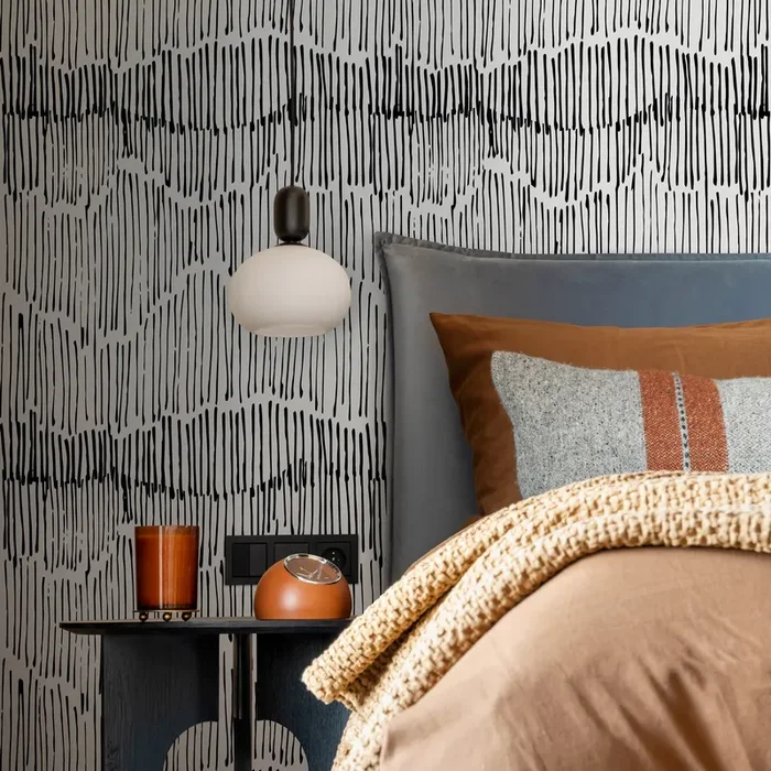 Abstract Wallpaper With Hand-drawn Vertical Lines In Black And White – C421