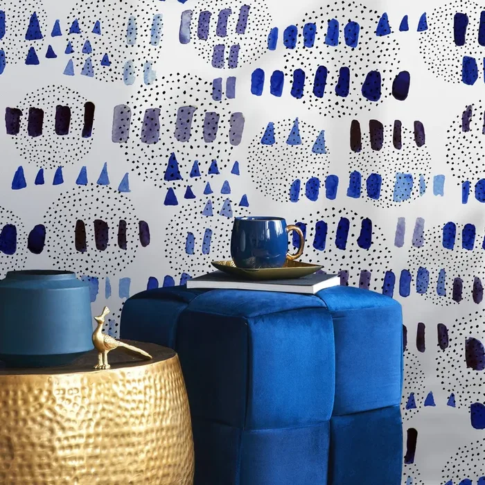 Abstract Wallpaper With Watercolor Brush Strokes In Blue, Purple, And Black – A028