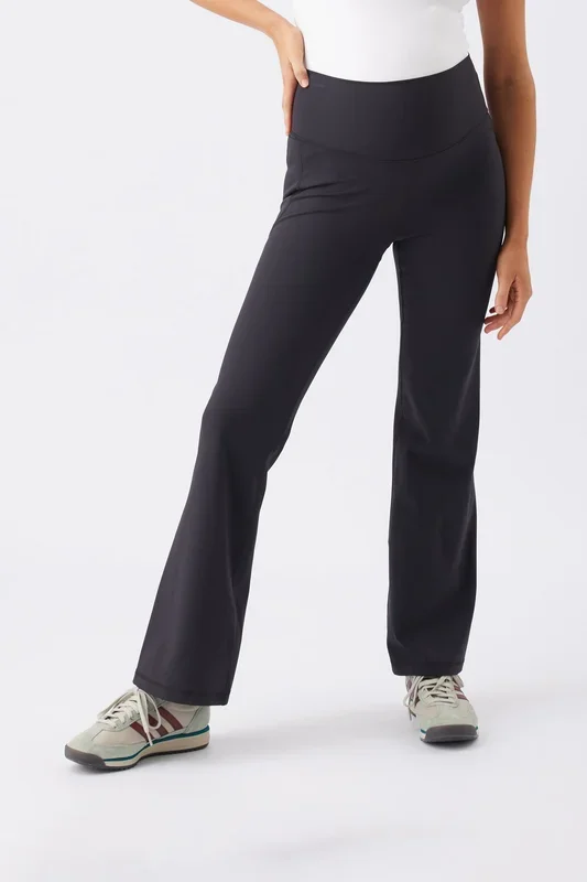 Active Flared Over-the-Bumper Maternity Leggings, Black
