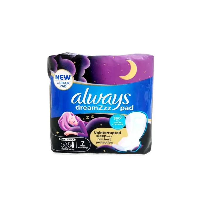 Always Dreamzzz Maxi Thick Pads With Wings, 7 Pads