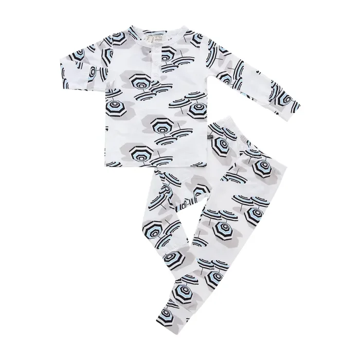 Amalfi Coast Beach Umbrella Black And White Two-piece Set