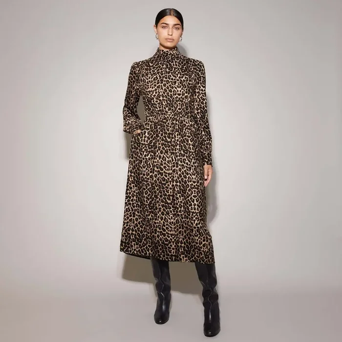 Animal Funnel Neck Dress