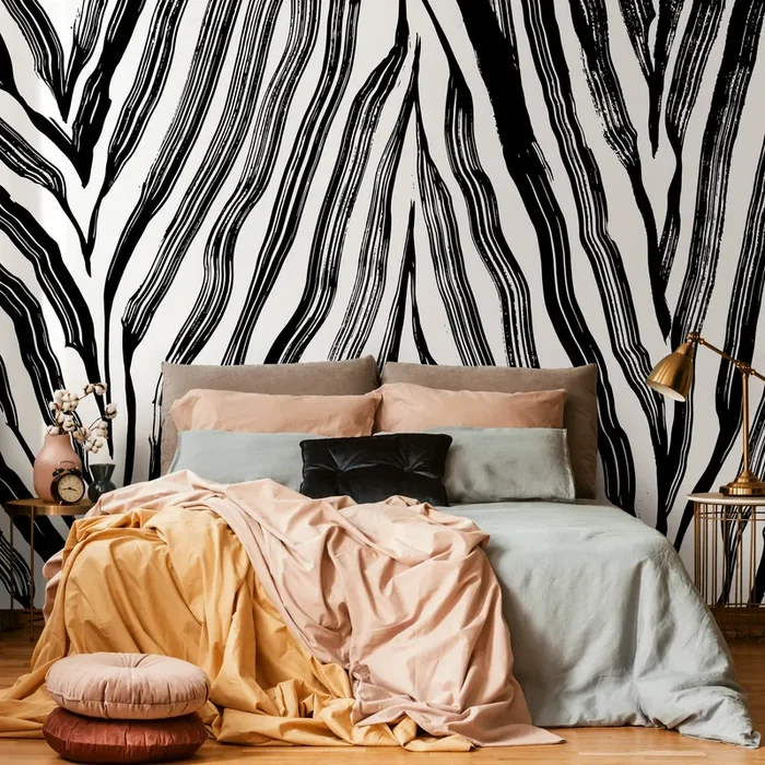 Animal Print Wallpaper With A Bold Zebra Stripe Motif In Black And White – C131