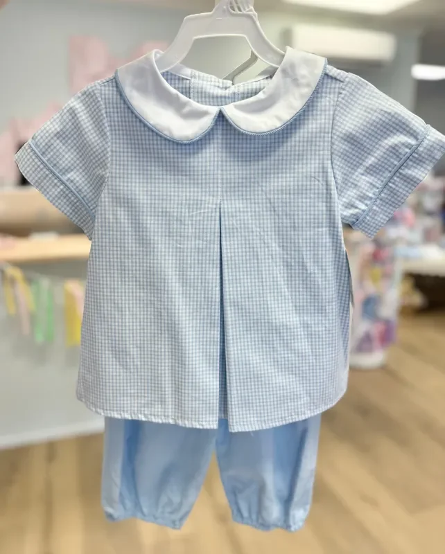 Anvy Kids Blue Check Bloomer Pant Set