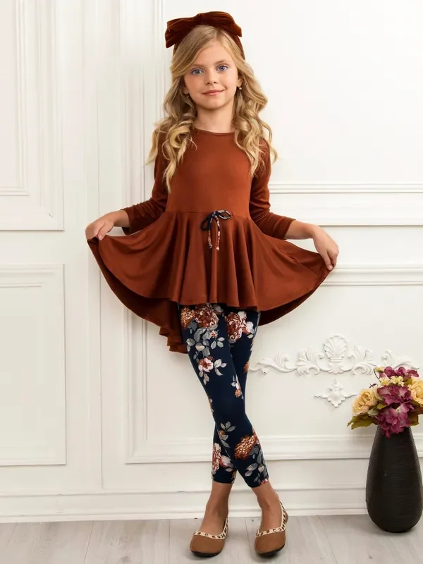 Autumn Bloom Hi-Lo Tunic and Floral Legging Set