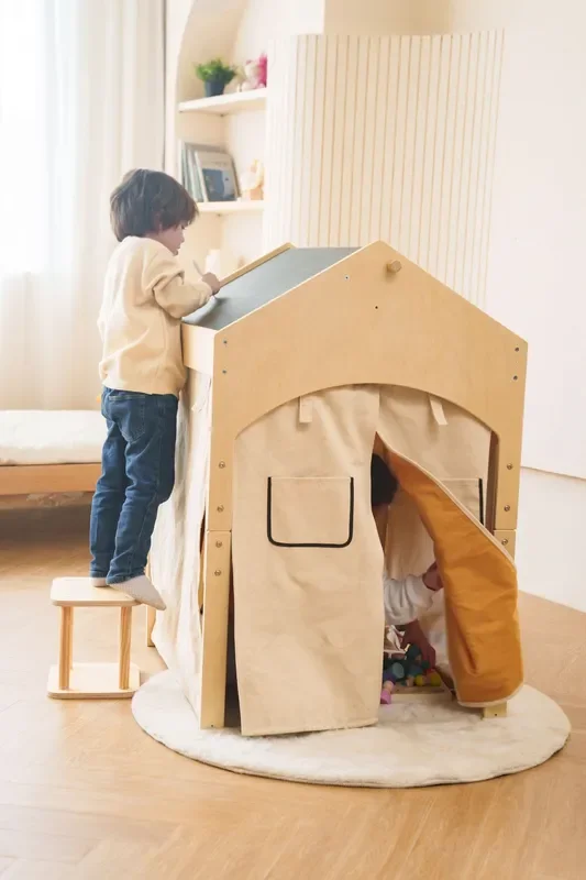 Avenlur Ash Eco-Friendly Wooden Adjustable Learning Playhouse Tent with Desk and Chair