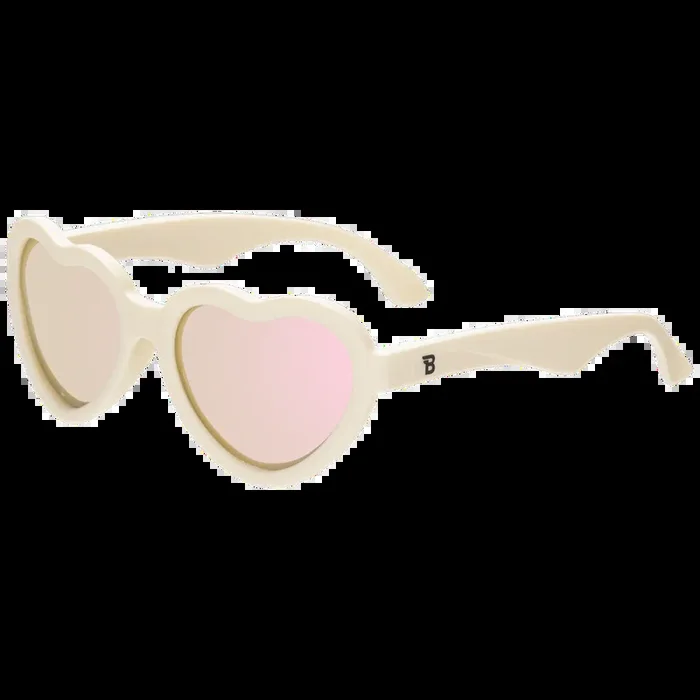 Baby and Kids Heart Polarized Sunglasses – Sweet Cream/Mirrored Lens