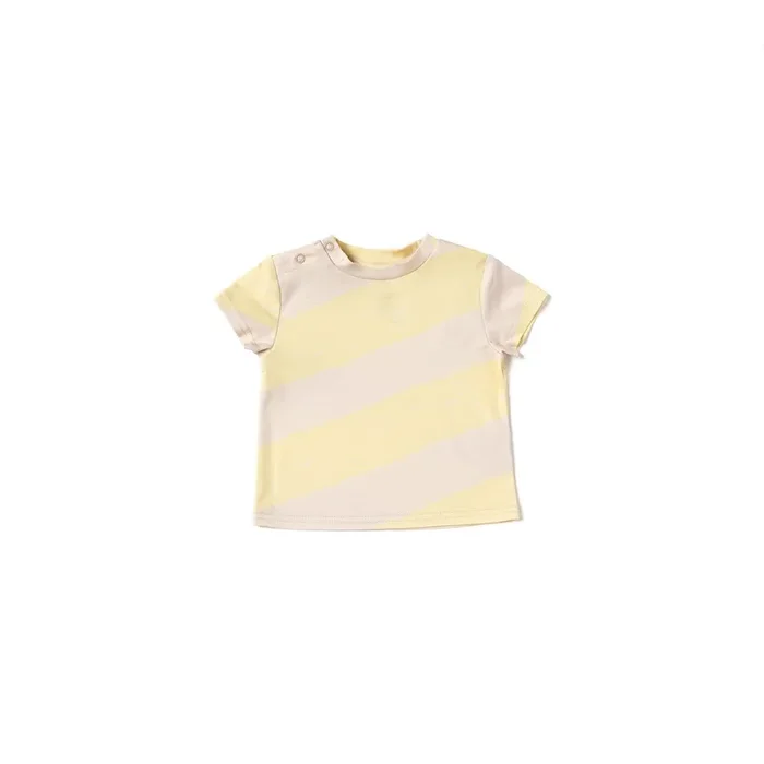 Baby Boxy T-shirt With Stripes | Yellow