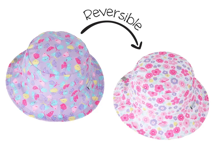 Baby/kids Reversible Patterned Sun Hat – Butterfly | Summer Floral