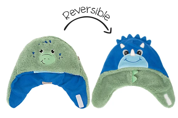 Baby/kids Reversible Sherpa Hat – Dino Green