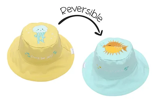 Baby/kids Reversible Sun Hat – Fish | Jellyfish