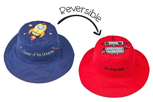 Baby/kids Reversible Sun Hat – Spaceship | Robot