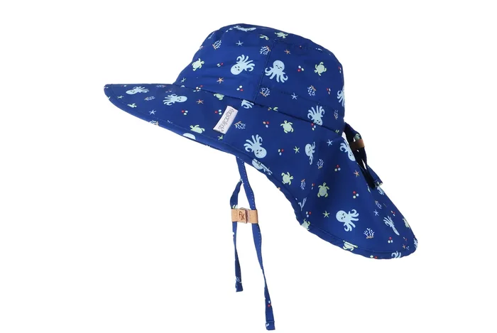 Baby/kids Sun Hat With Neck Cape – Octopus