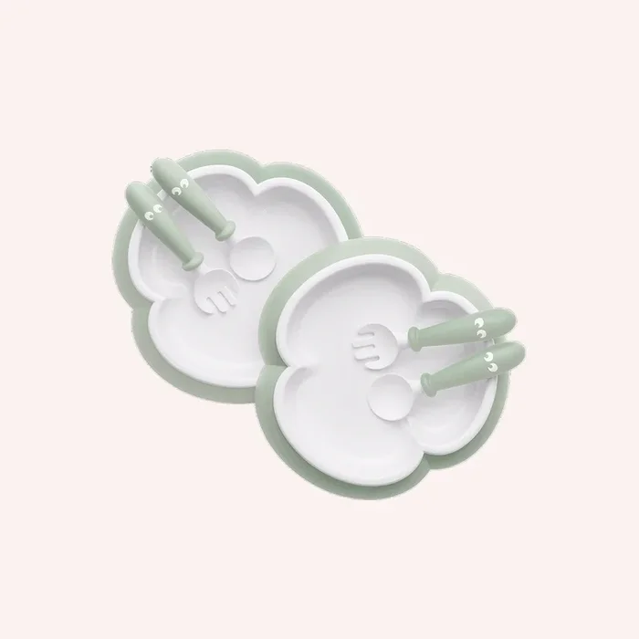 Baby Plate, Spoon & Fork (2 pack) – Powder green