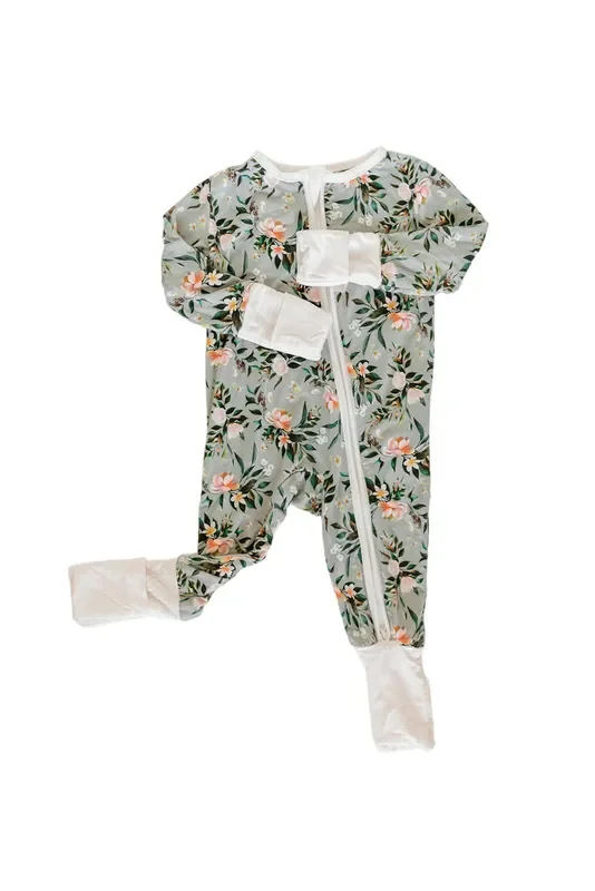 Bamboo Baby Convertible Jumpsuit 0-3 Months – Botanical