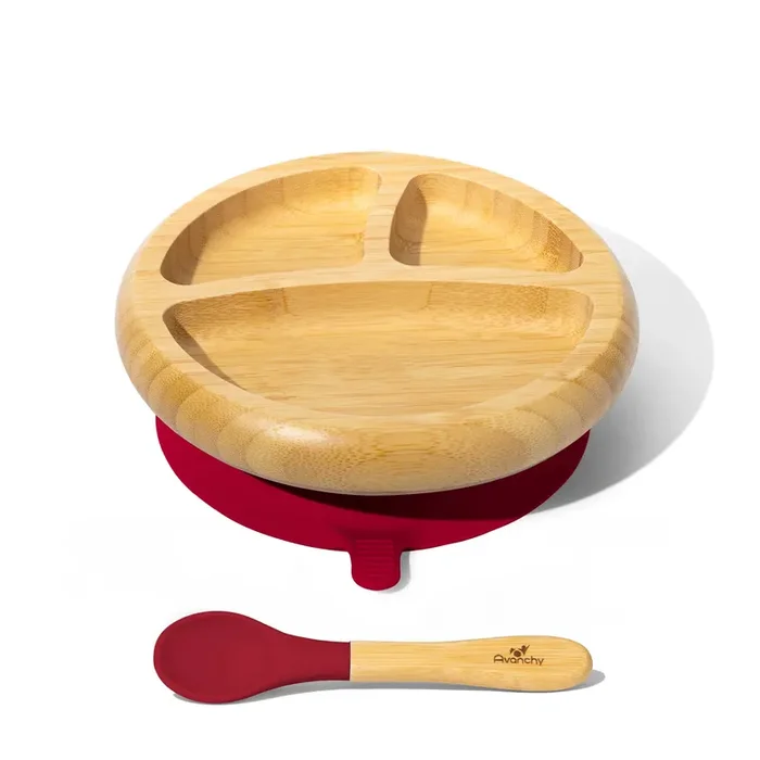 Bamboo Baby Suction Plate + Spoon – magenta