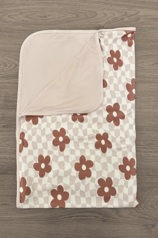 Bamboo Checkered Blossoms Double Sided Blanket
