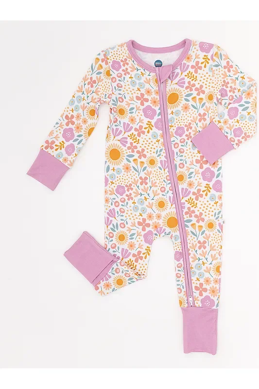 Bamboo One Piece Zip Pajama – Darling Spring Daisy