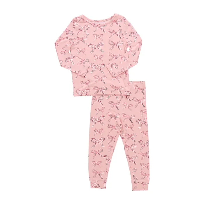 Bamboo Pajama Set Candy Cane Bows