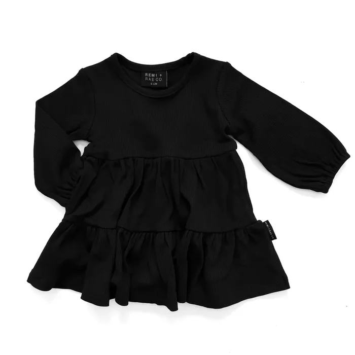 Bamboo Ribbed Dress – Black