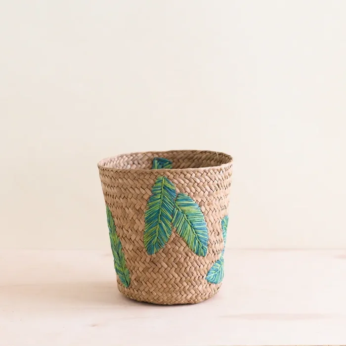 Banana Leaf Embroidery Soft Woven Basket – Plant Baskets | Likhâ