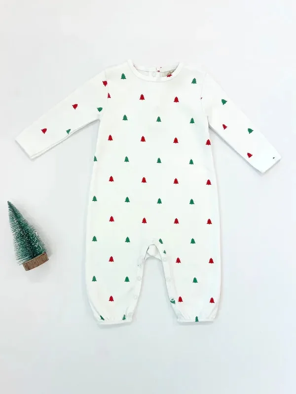 Beaufort Bonnet Long Sleeve Patton Play Romper in Thomas Point Tree Farm