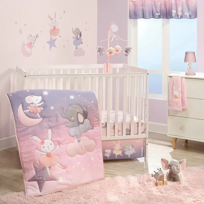 Bedtime Originals Tiny Dancer 3-Piece Ballet Baby Crib Bedding Set – Elephant