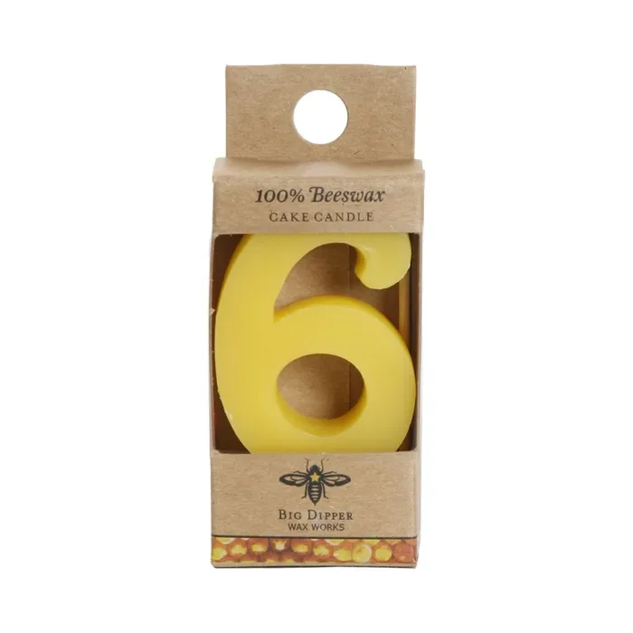 Beeswax Birthday Number Cake Candle – #6