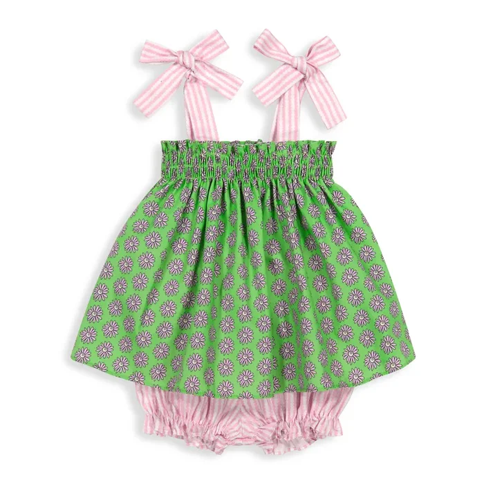 Bella Bliss Green Dahlia Shoulder Tie Bloomer Set