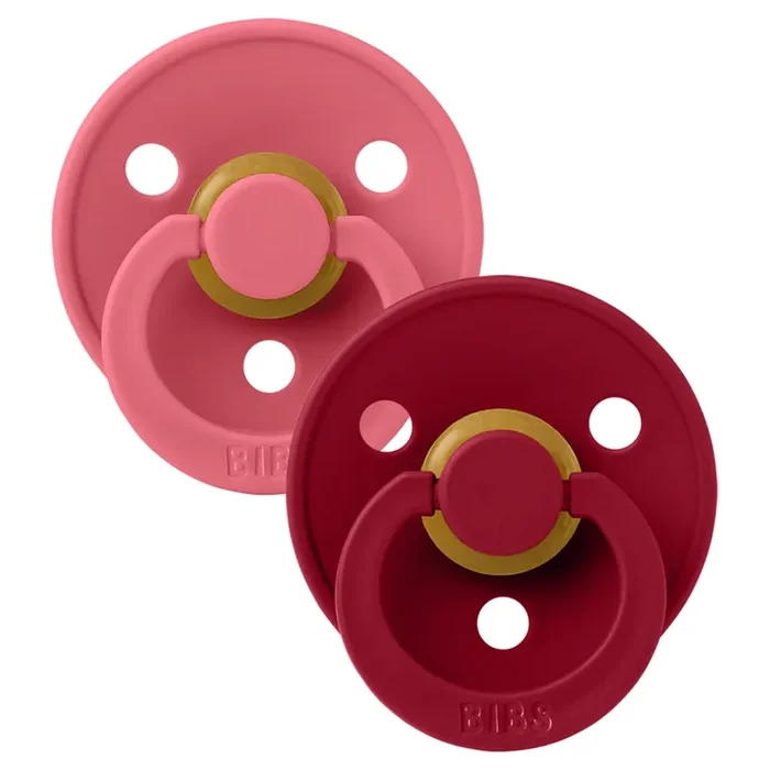 BIBS USA- Natural Rubber Pacifier 2 Pack – Coral/Ruby