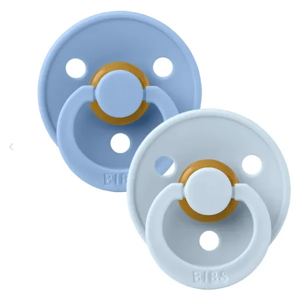 BIBS USA- Natural Rubber Pacifier 2 Pack – Sky Blue/ Baby Blue