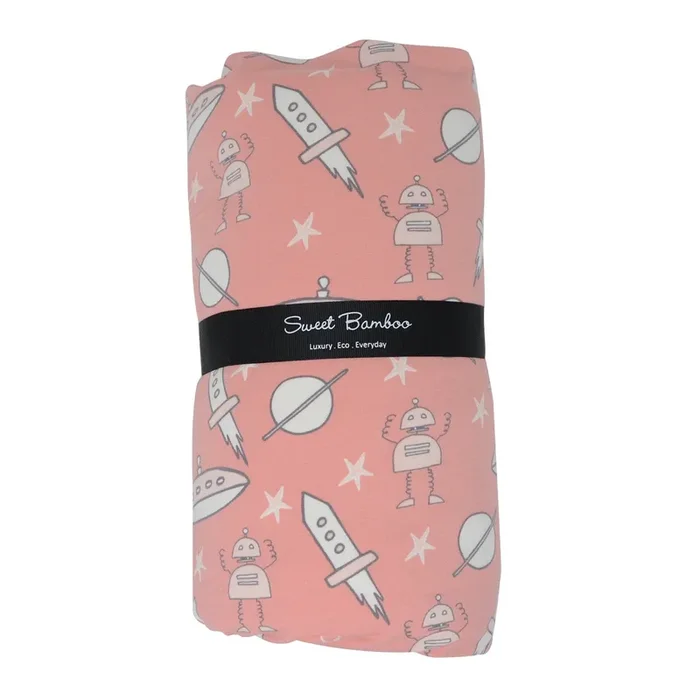 Big Kid Fur Blanket – 42 X 42 – Robot Pink – Outer Space Pink