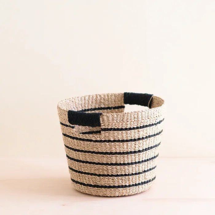 Black + Natural Striped Tapered Basket – Modern Baskets | Likhâ