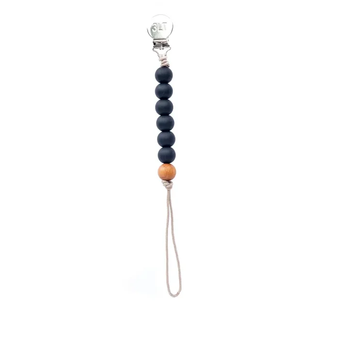 Black Silicone Beaded Pacifier Clip Holder