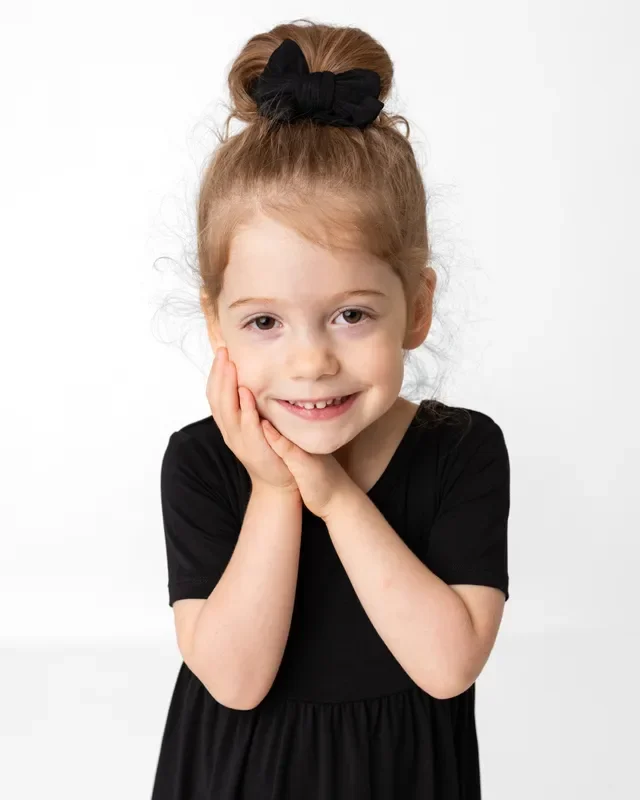 Black | Toddler Bamboo Clip On Bow *new Style*