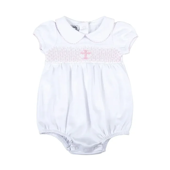 Blessed Smocked Collared Bubble | Pink