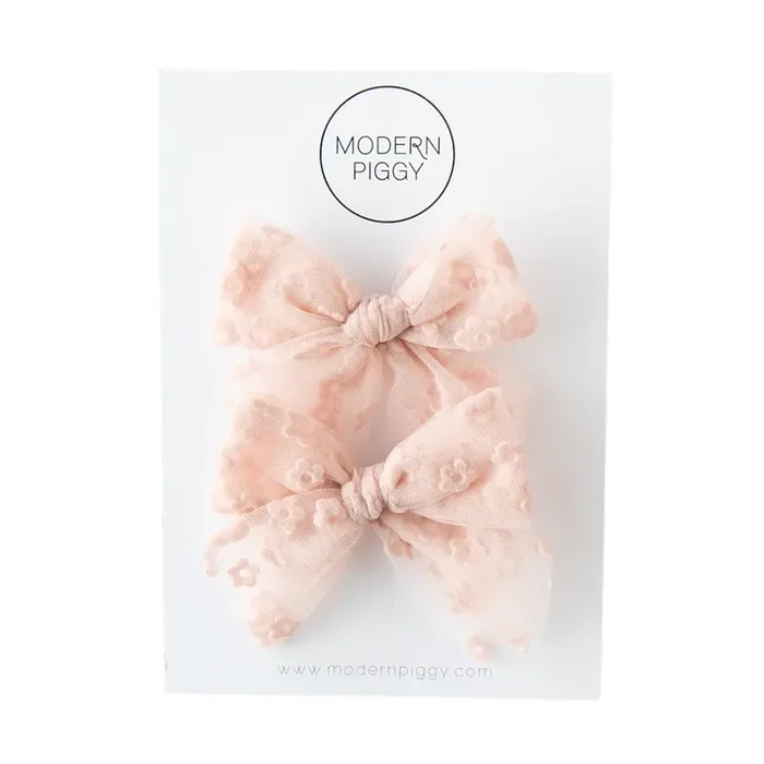 Bloom – Pink | Tulle Bow – Pigtail Set