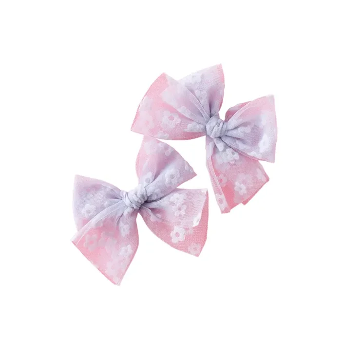 Bloom – Purple | Tulle Bow – Pigtail Set