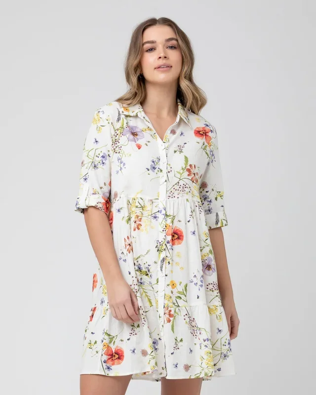 Bloom Button Through Dress Natural