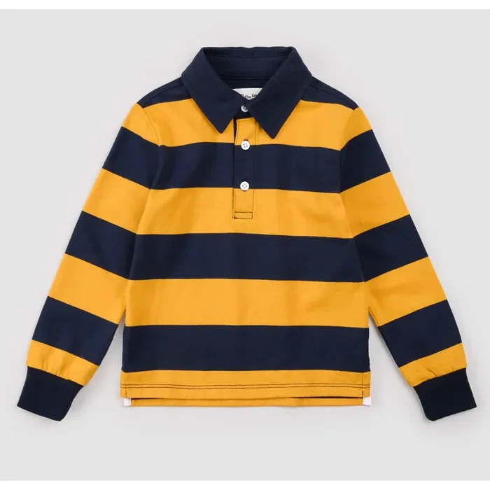 BLUE & YELLOW STRIPED RUGBY POLO