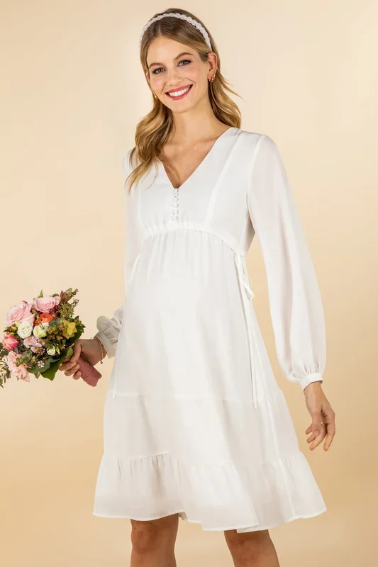 Boho maternity wedding dress with ruffles