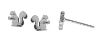 Boma Sterling Silver Squirrel/Matte Stud Earrings