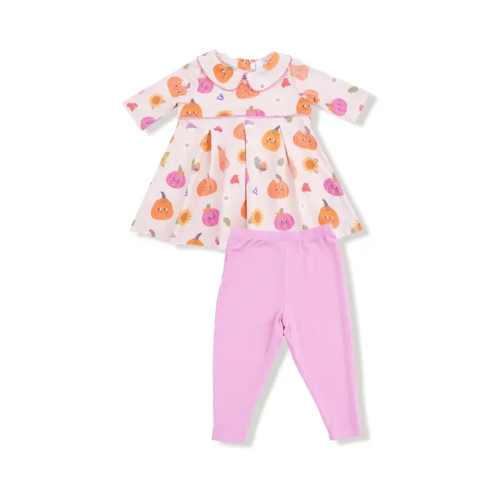 Box Pleat Dress With Legging Set