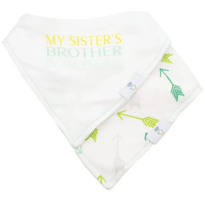 Brother And Arrows 2 Pack Muslin & Terry Cloth Bib Set