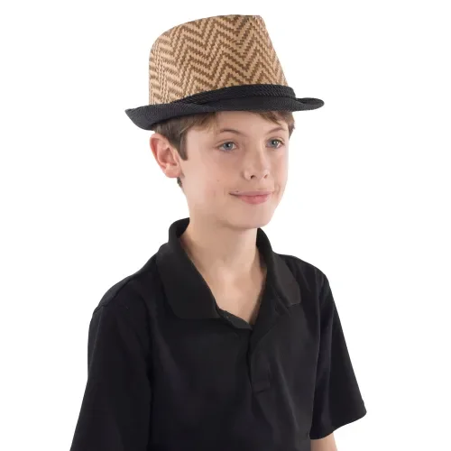 Brown Chevron Fedora Hat