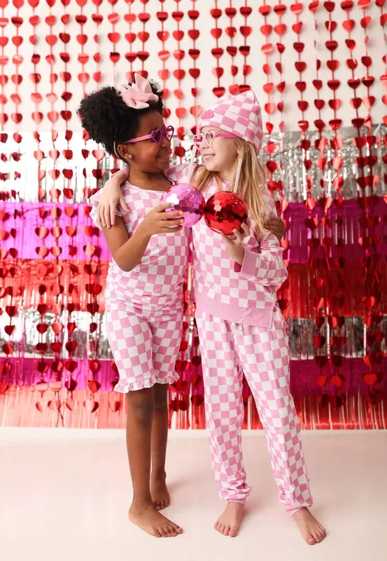 Bubblegum Checkers Dream Ruffle Short Set