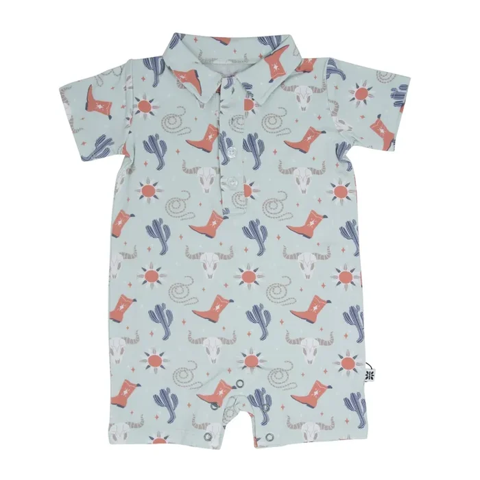 Bulls Boots Lasso Western Polo Romper