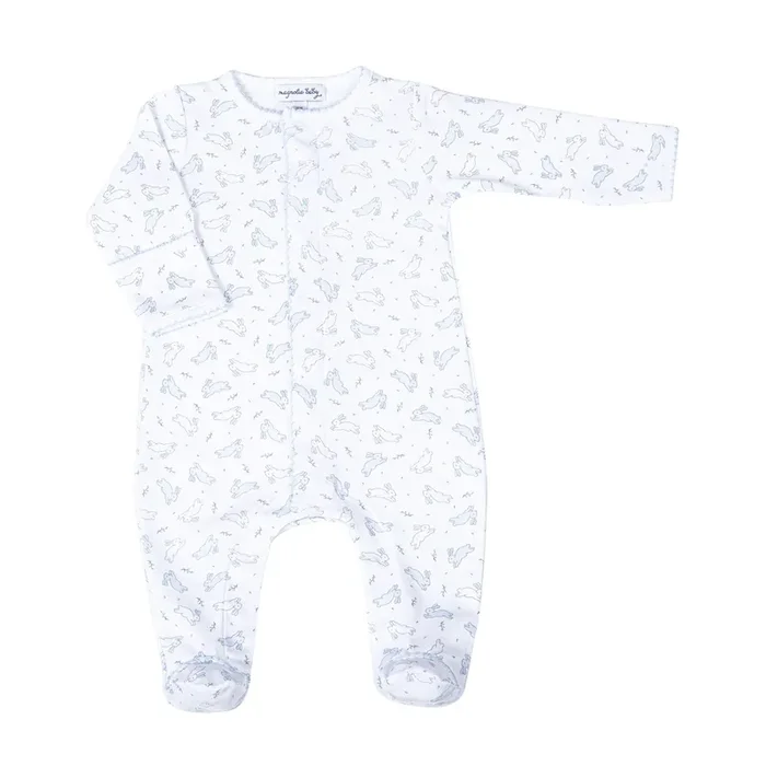 Bunny Hop Zipper Footie – Blue
