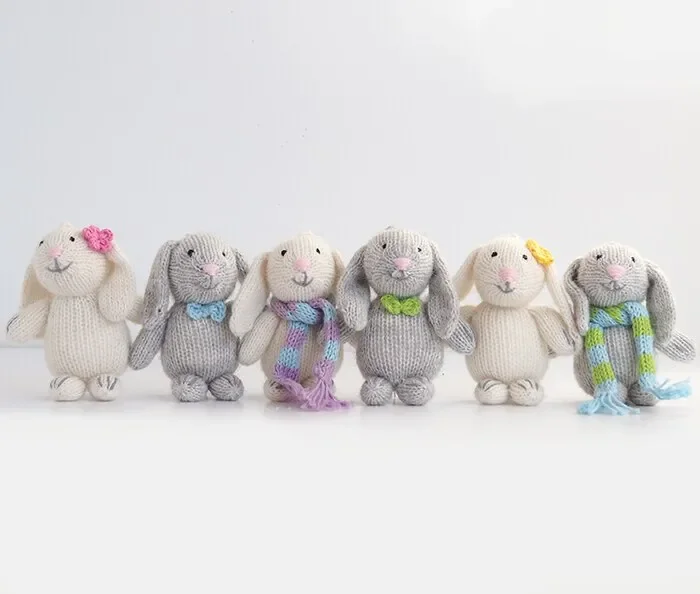 Bunny With Pastel Accessory Ornament- Set Of 6